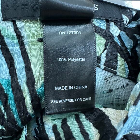 Ali Miles One-Button Jacket Tropical Leaf Print Crinkle Textured Large Floral - Picture 6 of 7